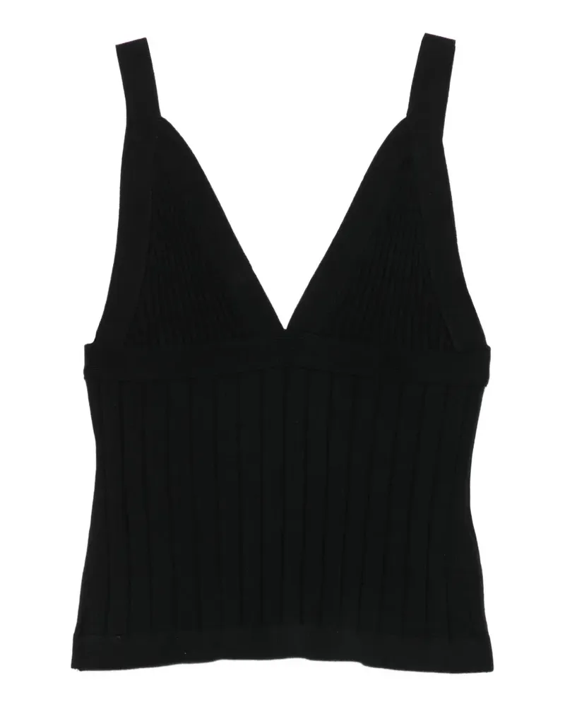 PENCE Jean ribbed-knit V-neck tank top - Schwarz Schwarz