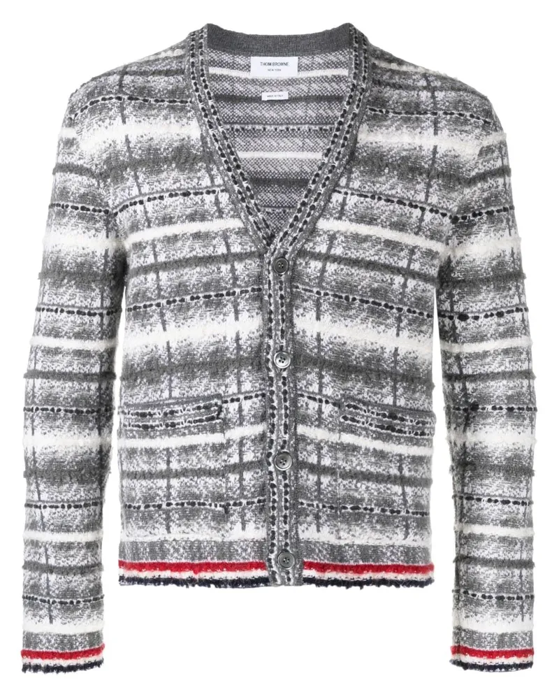 Thom Browne Jacquard-Cardigan mit Schottenkaro - Grau Grau