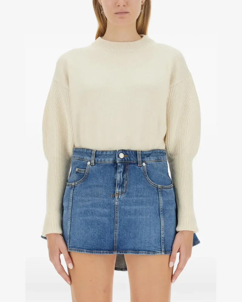 Alexander McQueen puffed-sleeve crewneck wool sweater - Nude Nude