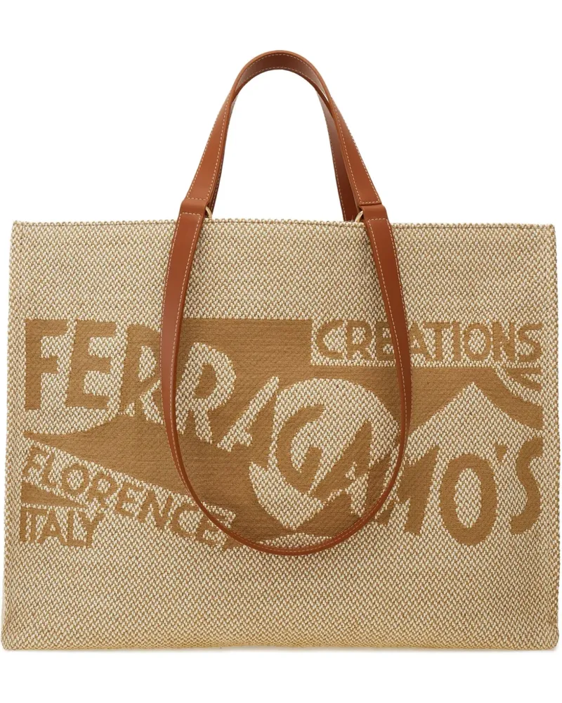 Ferragamo Großer Shopper mit Logo-Stickerei - Nude Nude