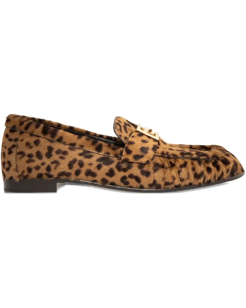 Fendi Baguette leopard buckle loafers - Braun Braun