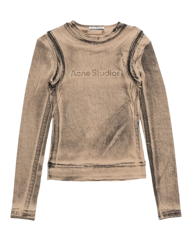 Acne Studios logo-print long-sleeve T-shirt - Nude Nude