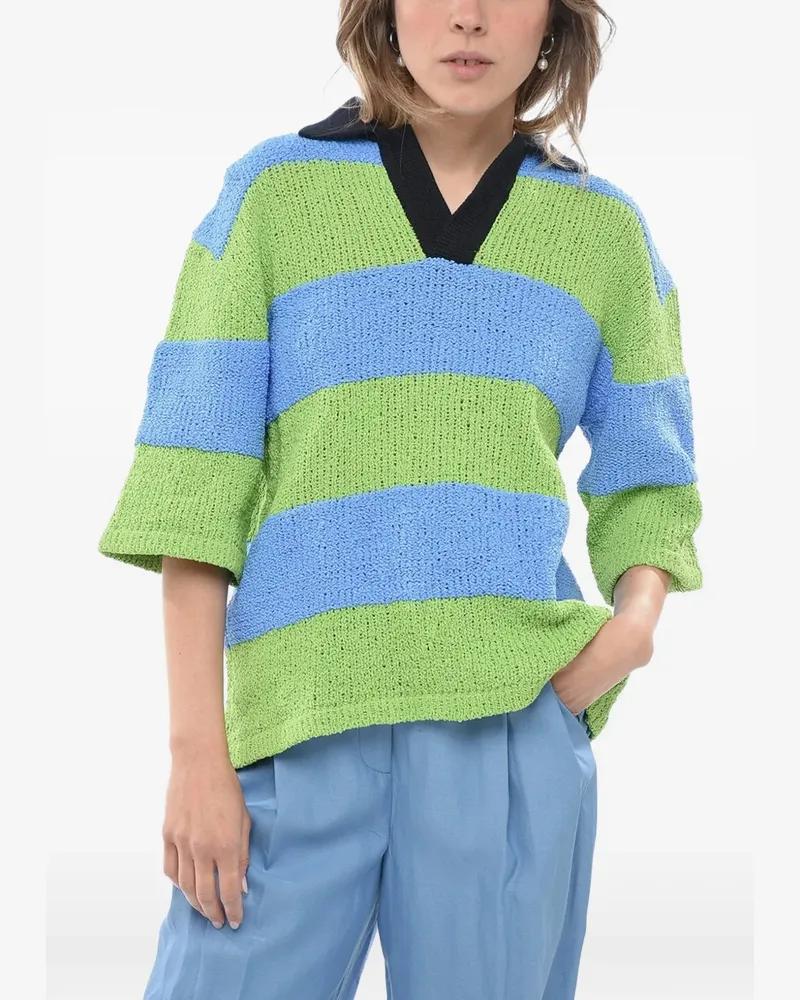 SUNNEI striped polo-collar top - Grün Grün