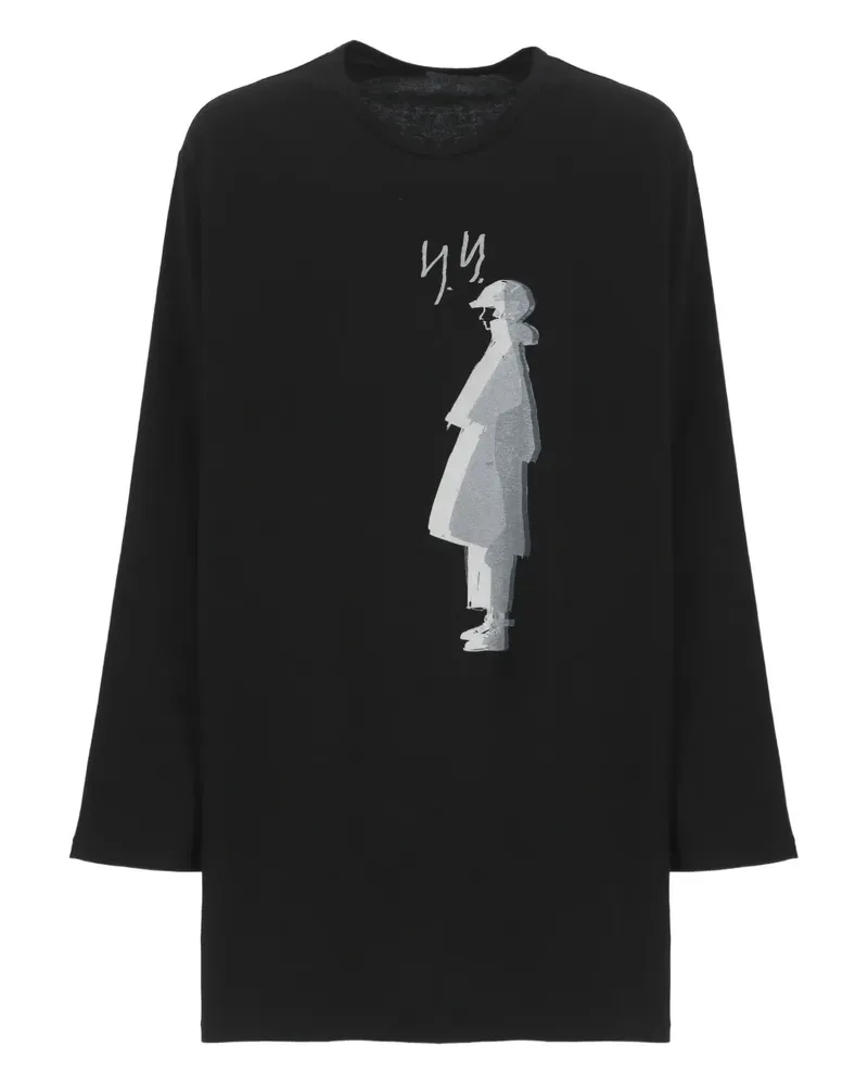 Yohji Yamamoto T-Shirt mit Logo-Print - Schwarz Schwarz