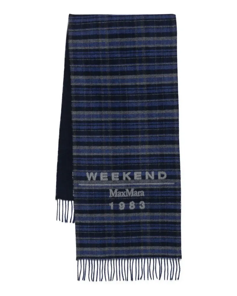 Max Mara Schal mit Fransen - Blau Blau