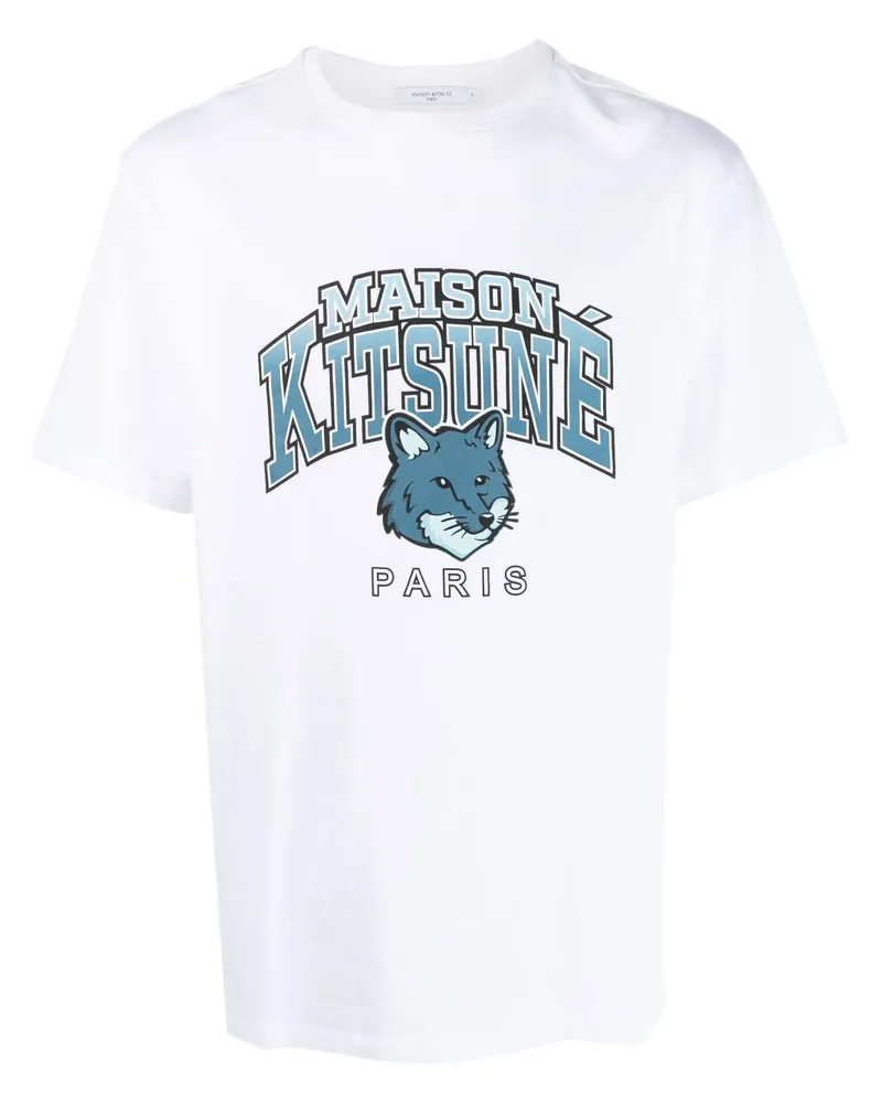 Kitsuné T-Shirt mit Logo-Print - Weiß Weiß