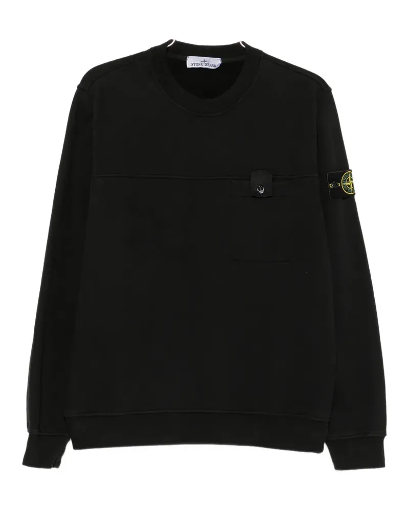 Stone Island logo-patch chest-pocket sweatshirt - Schwarz Schwarz