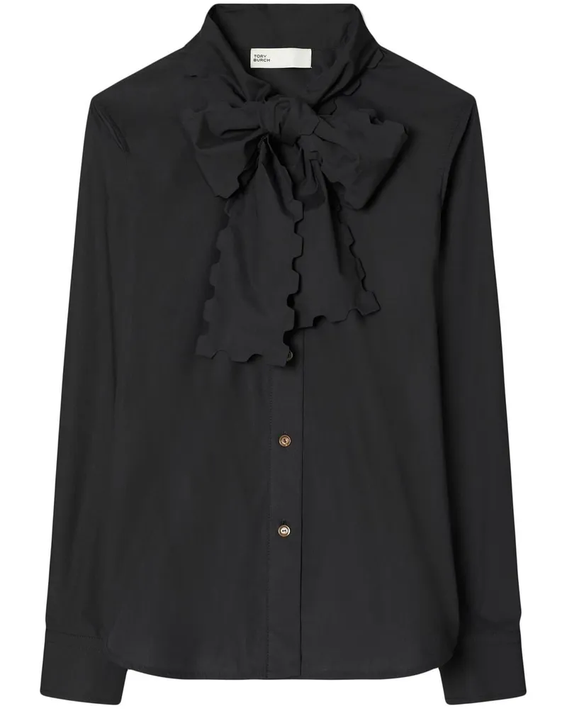 Tory Burch Bluse mit gewellter Schleife - Schwarz Schwarz
