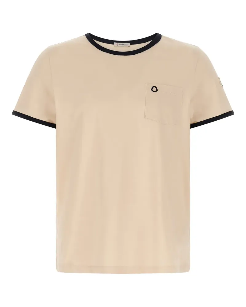 Moncler T-Shirt mit Logo-Stickerei - Nude Nude