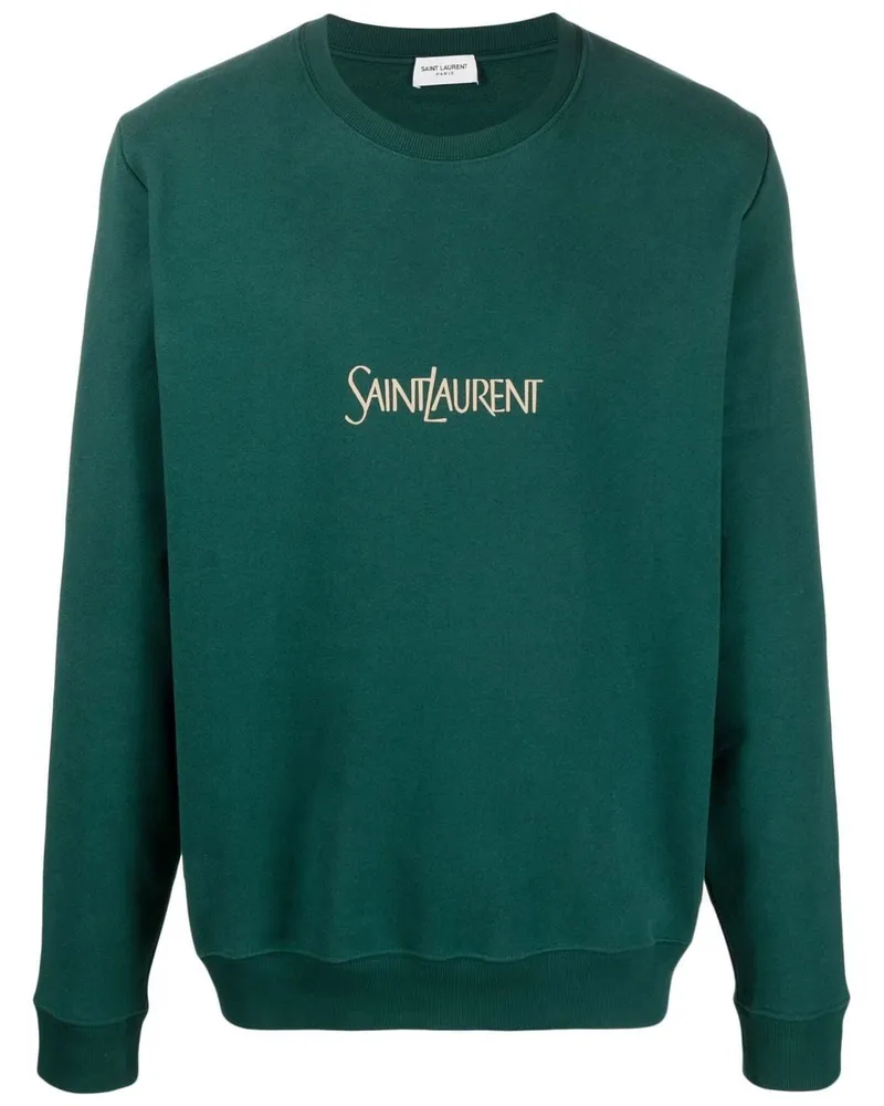 Saint Laurent Sweatshirt mit Logo-Print - Grün Grün
