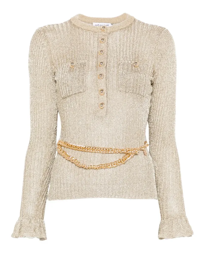 Self-Portrait Gerippter Pullover - Nude Nude