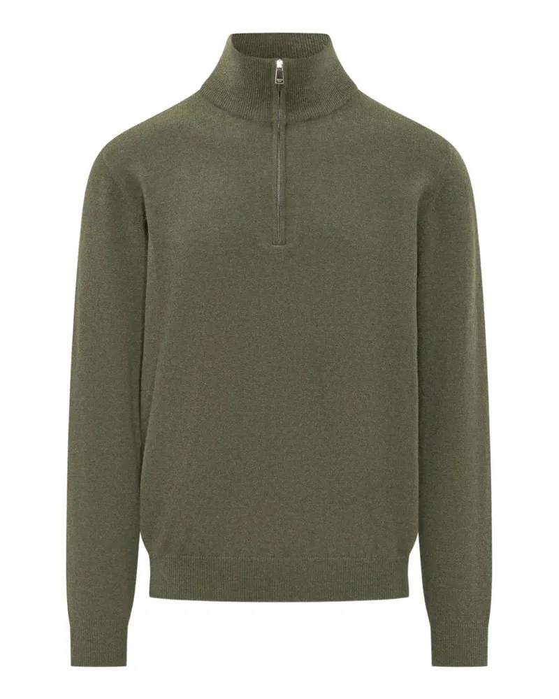 Malo Kaschmirpullover mit kurzem Reißverschluss - Grün Grün
