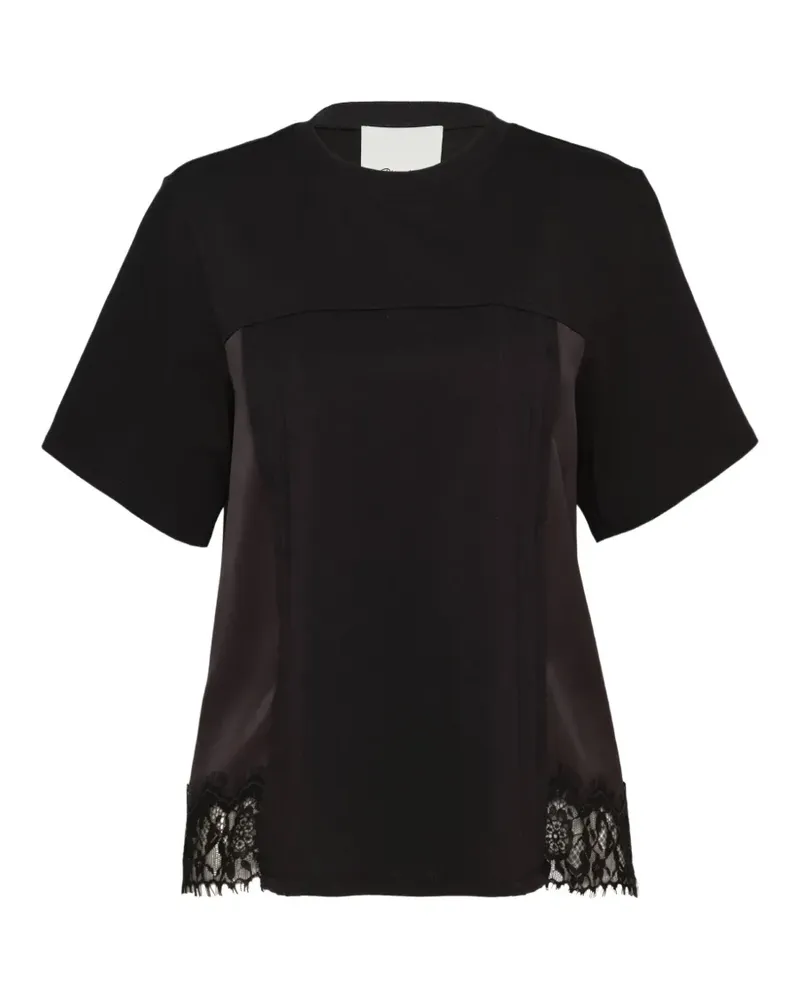 3.1 phillip lim T-Shirt mit Spitzenbesatz - Schwarz Schwarz