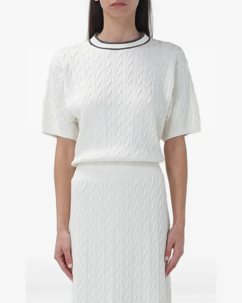 Brunello Cucinelli cable-knit midi dress - Weiß Weiß