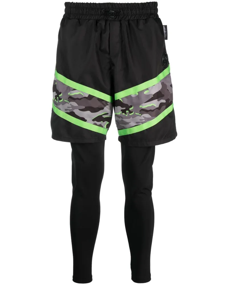 Philipp Plein Leggings im Layering-Look - Schwarz Schwarz