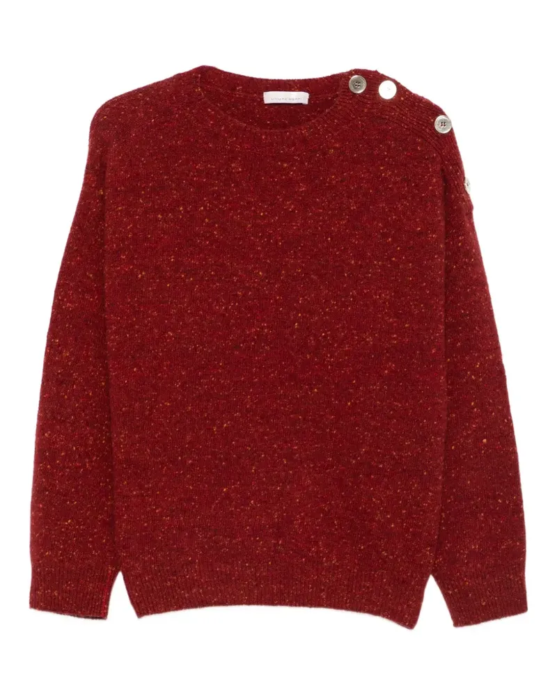 Liviana Conti Gesprenkelter Pullover mit Knopfdetail - Rot Rot