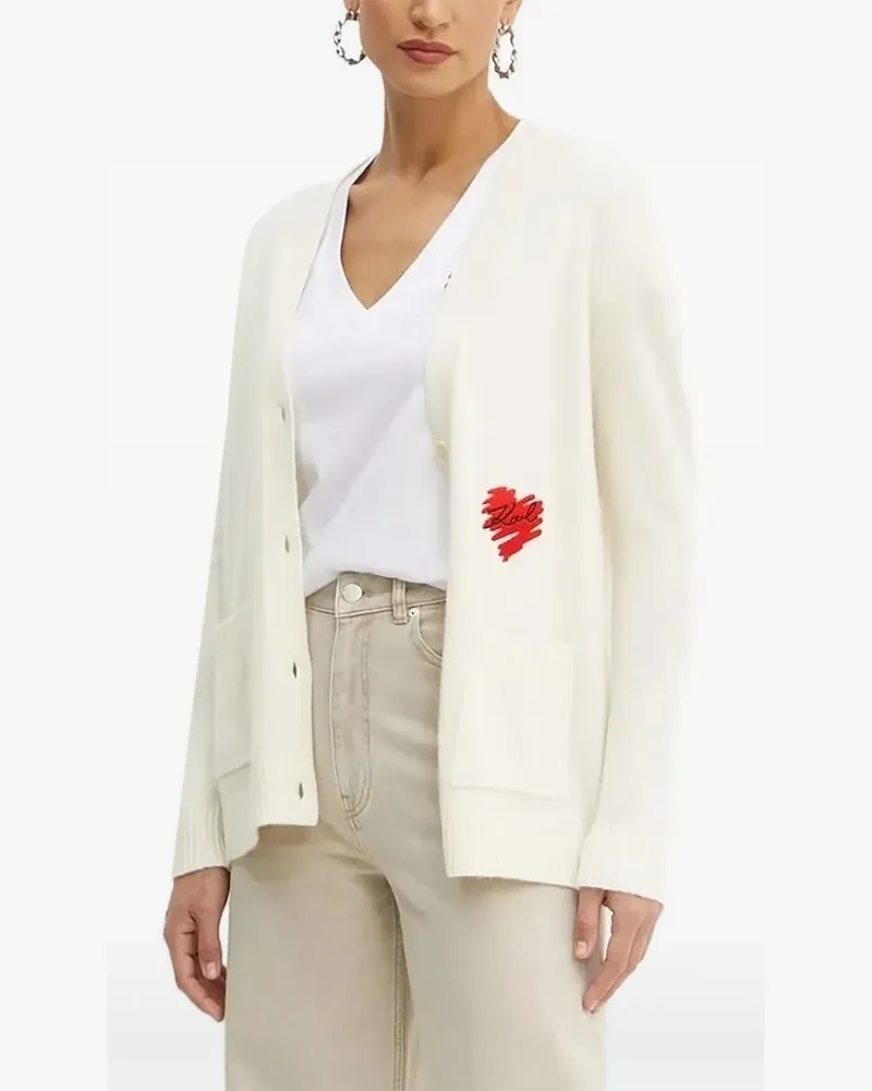 Karl Lagerfeld Cardigan mit Herzstickerei - Nude Nude