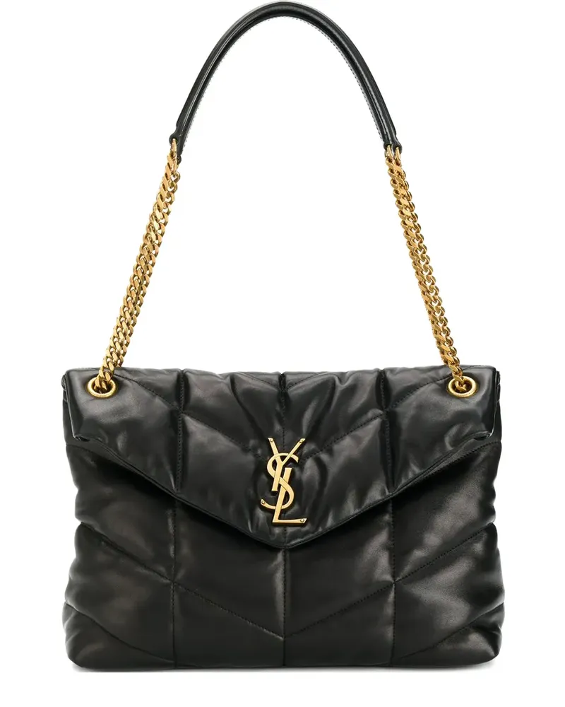 Saint Laurent Loulou Schultertasche mit Zickzackmuster - Schwarz Schwarz