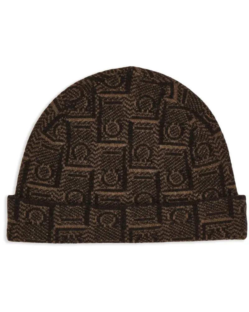 Ferragamo Beanie aus Gancini-Jacquard - Braun Braun