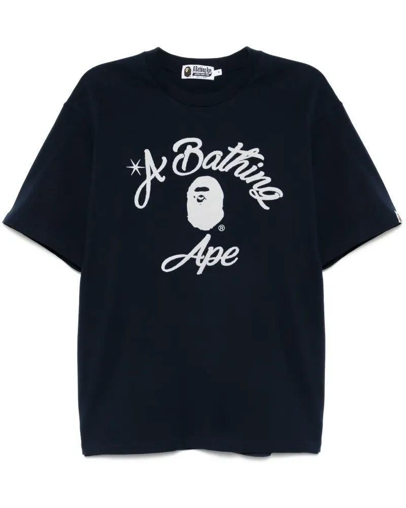 BAPE College-T-Shirt mit Ziernähten - Blau Blau