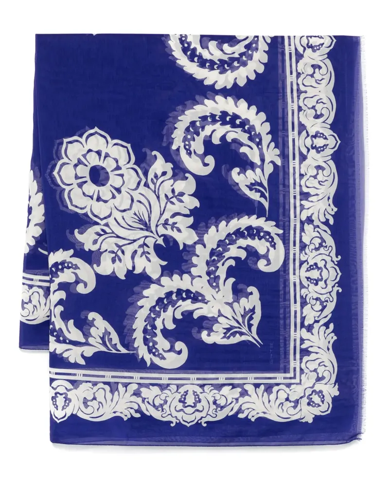 Etro Schal mit Blumen-Print - Blau Blau