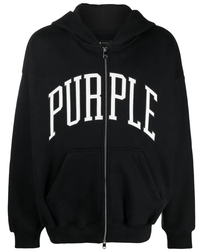 PURPLE BRAND Hoodie mit Logo-Print - Schwarz Schwarz