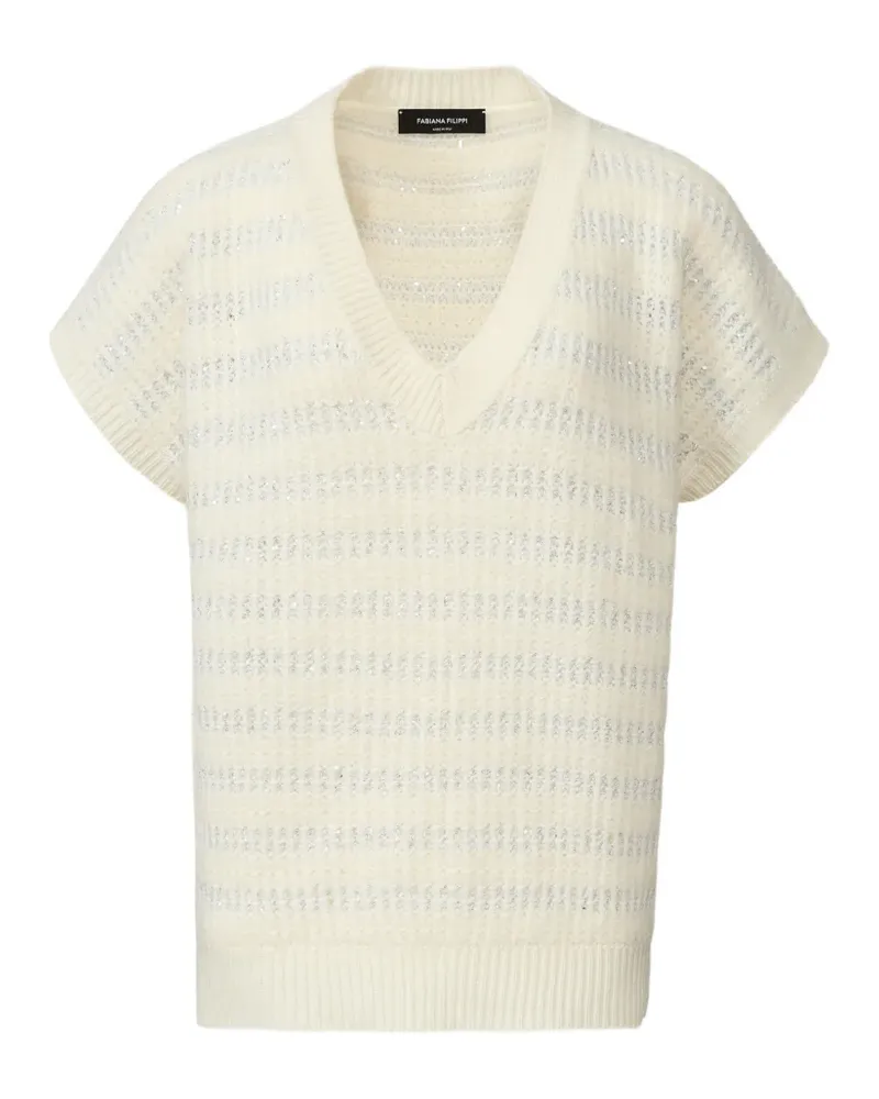 Fabiana Filippi Pullover mit Pailletten - Weiß Weiß