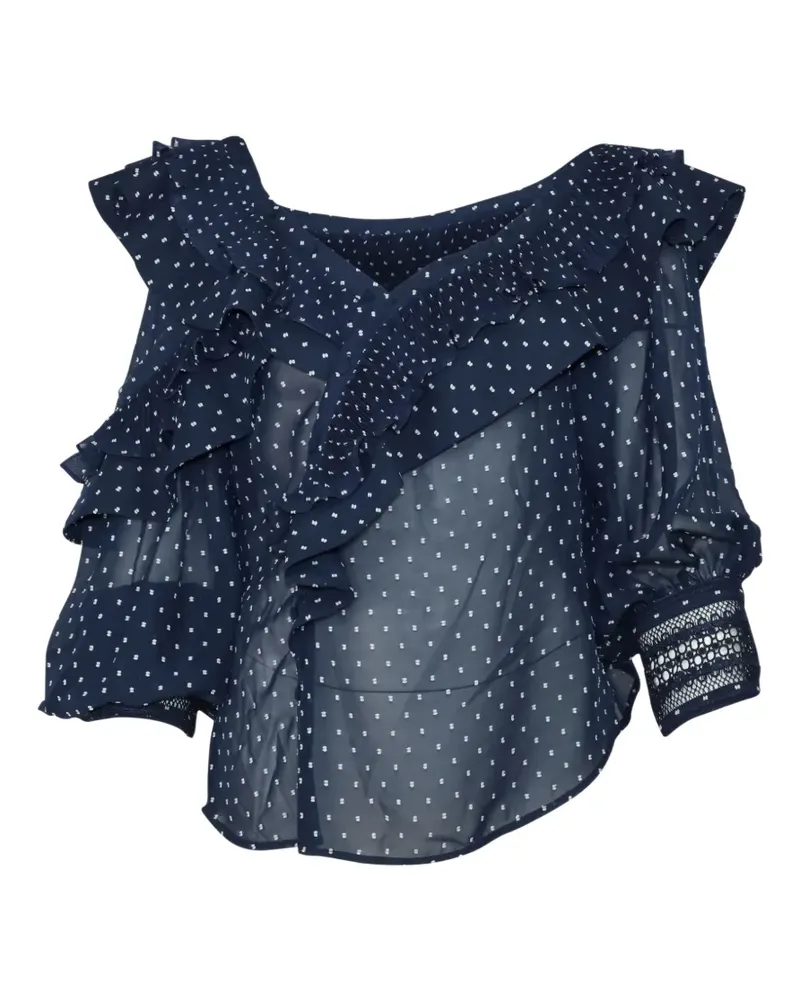 Self-Portrait ruffle-detail blouse - Blau Blau
