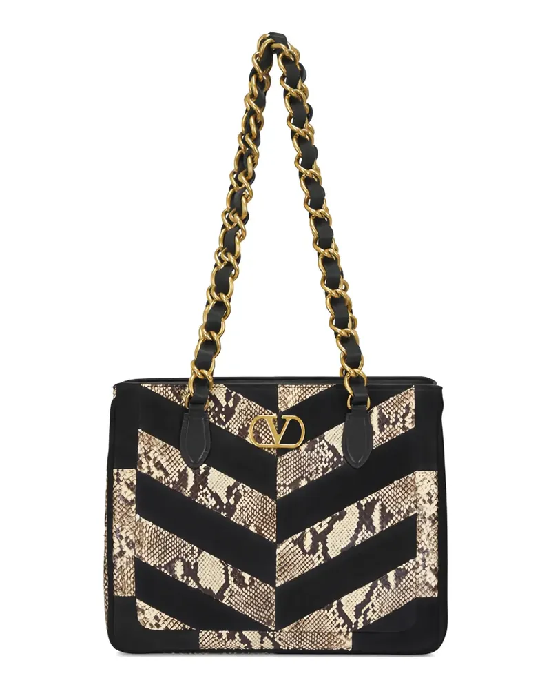 Valentino Garavani Chain Schultertasche mit Schlangen-Effekt - Schwarz Schwarz