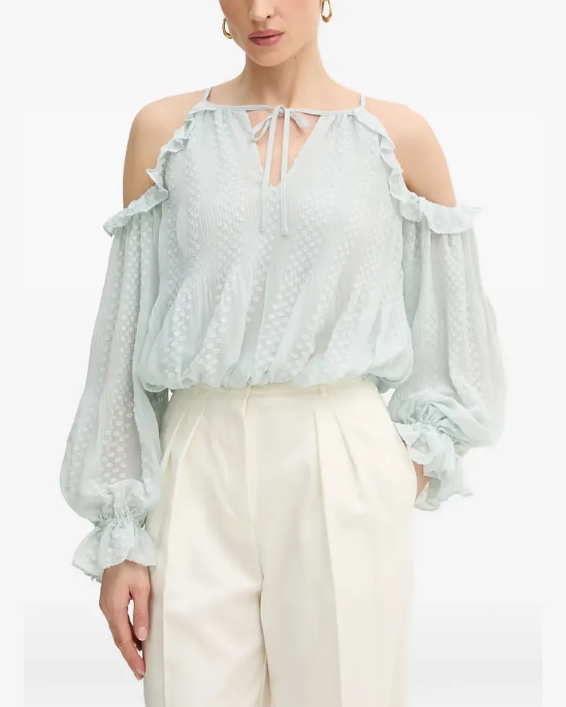 Guess ruffled cold-shoulder blouse - Blau Blau