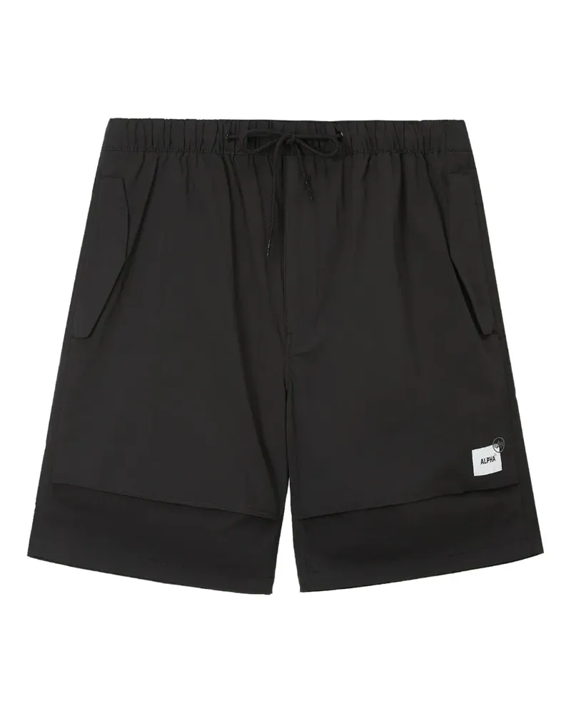 Alpha Industries Shorts im Layering-Look mit Seitentasche - Schwarz Schwarz