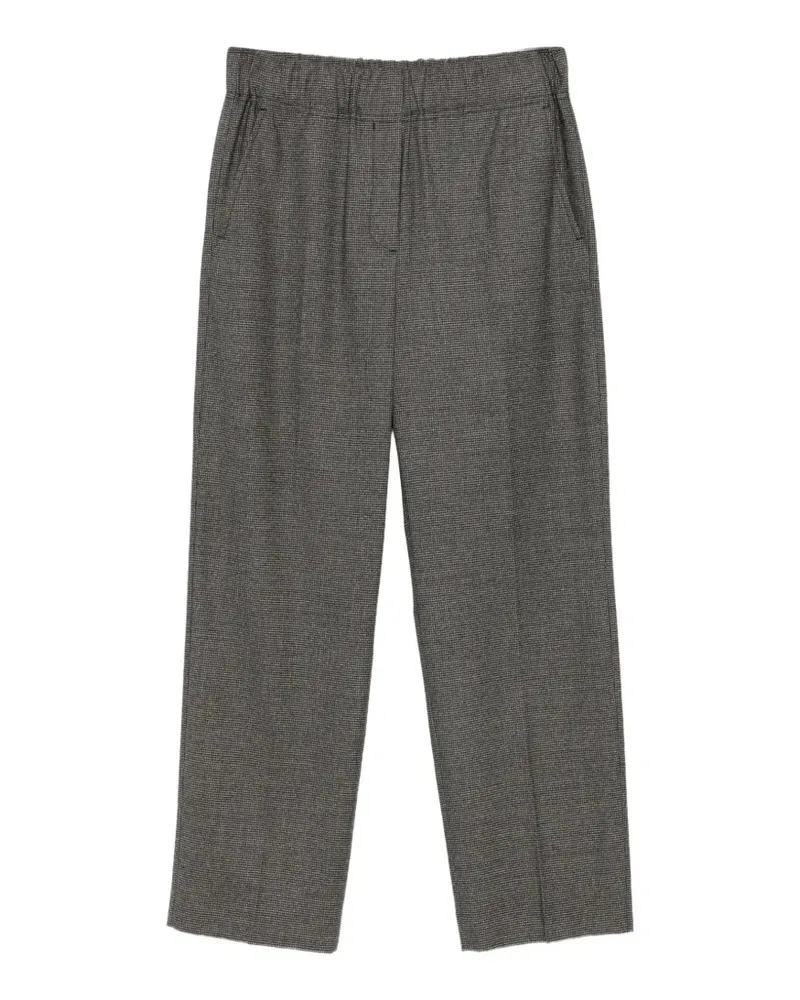 Max Mara Gerade Hose mit Mikrokaromuster und elastischem Bund - Braun Braun
