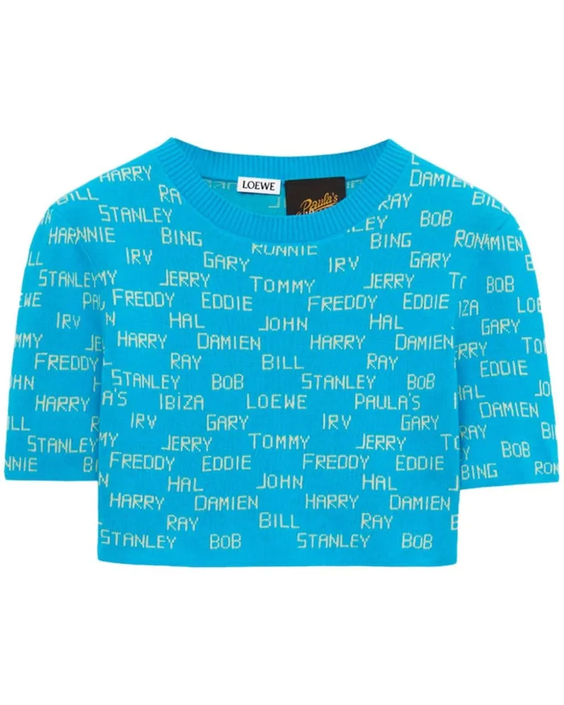Loewe Strickoberteil mit Text-Print - Blau Blau