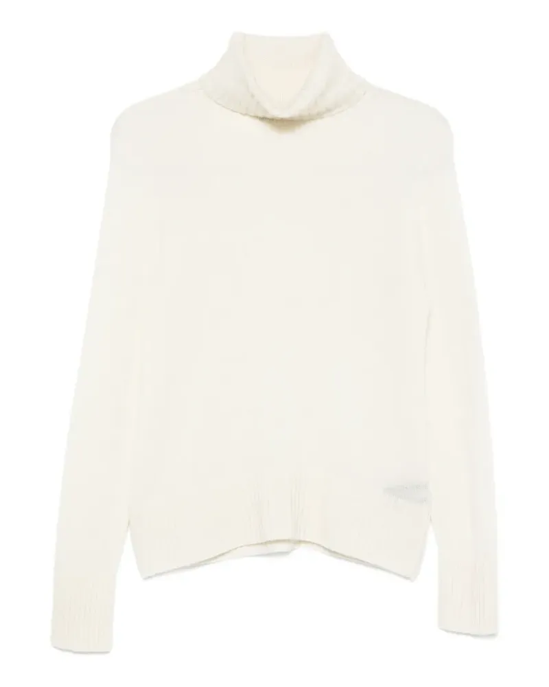 ARAGONA Rollkragenpullover mit geripptem Saum - Nude Nude