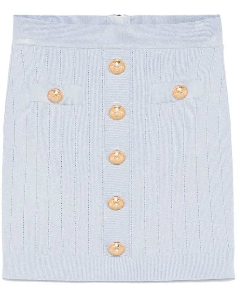 Balmain Minirock mit Münzknöpfen - Blau Blau