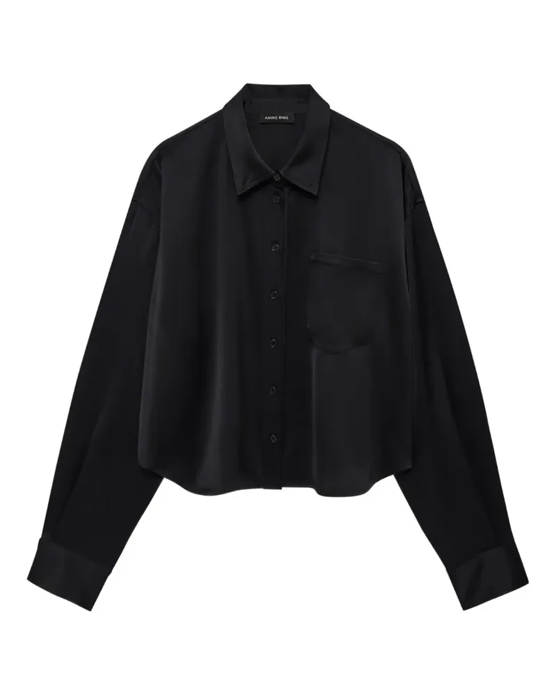 Anine Bing Scott Cropped-Hemd - black - Schwarz Schwarz
