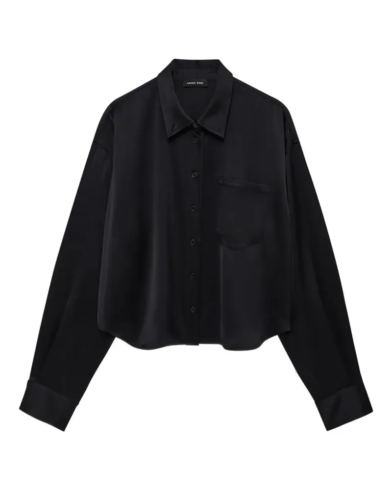 Anine Bing Scott Cropped-Hemd - black - Schwarz Schwarz