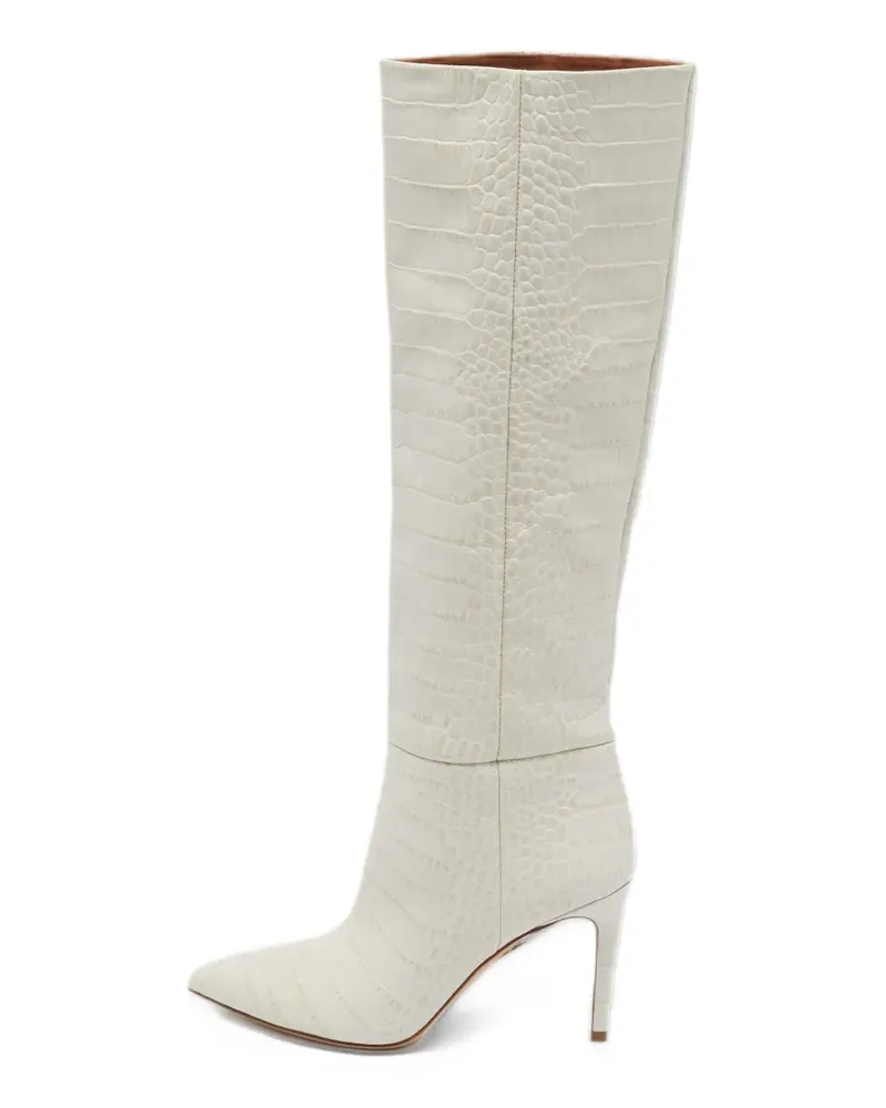 Paris Texas Kniehohe Stiefel mit Kroko-Optik - Weiß Weiß