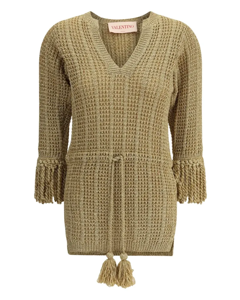 Valentino Garavani Lamé-Kleid mit Lochmuster - Gold Gold