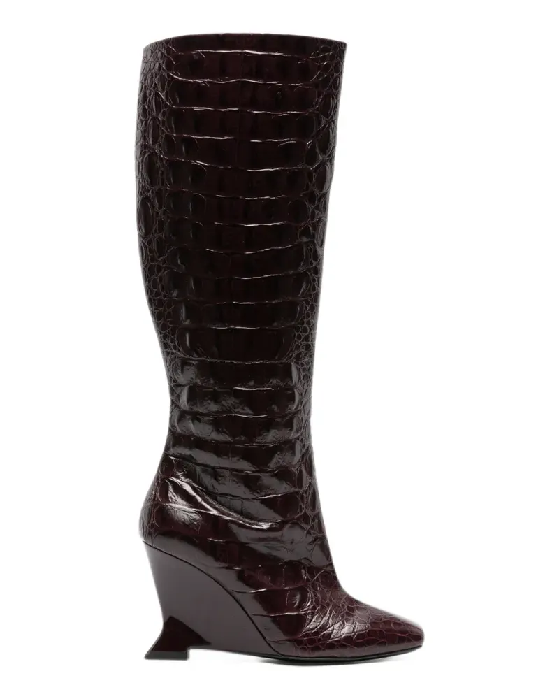 Balmain wedge embossed croco boots - Braun Braun