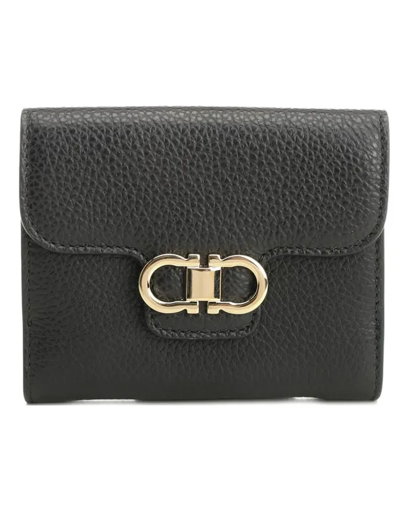 Ferragamo Gancini-plaque leather wallet - Schwarz Schwarz