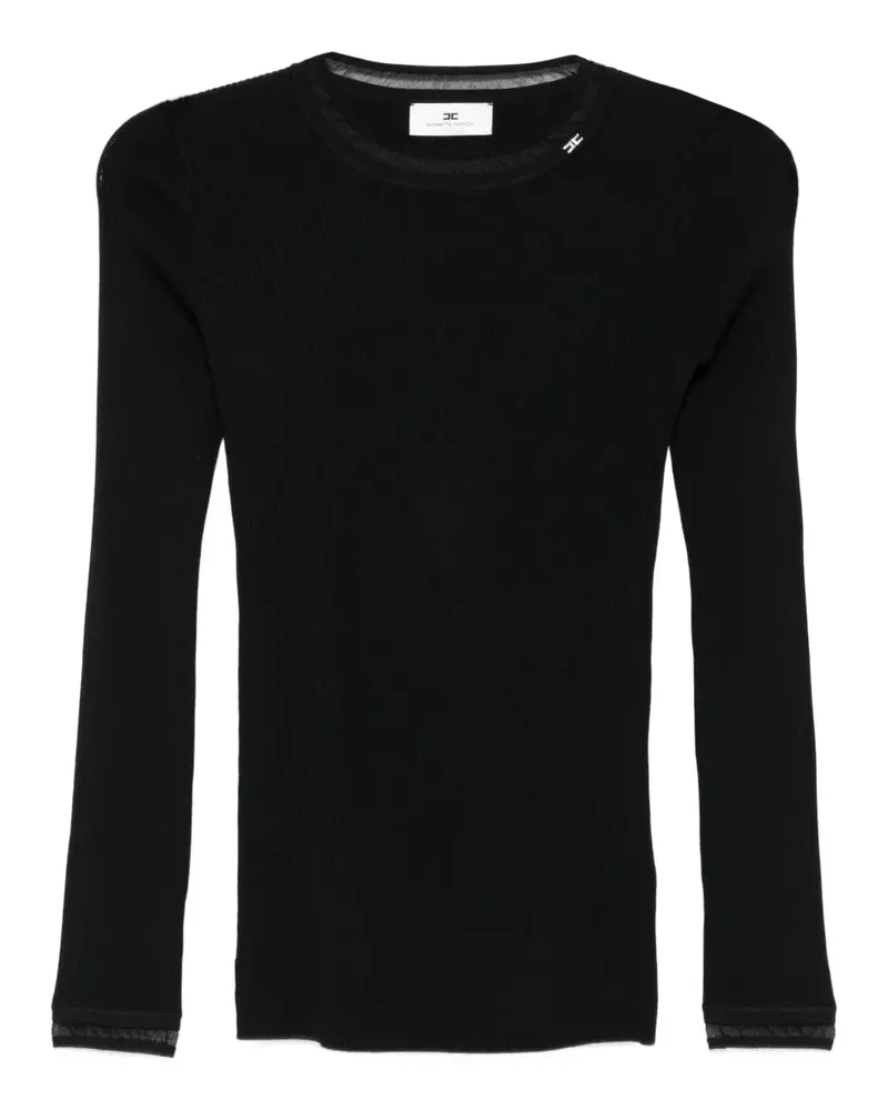 Elisabetta Franchi Geripptes Langarmshirt - Schwarz Schwarz