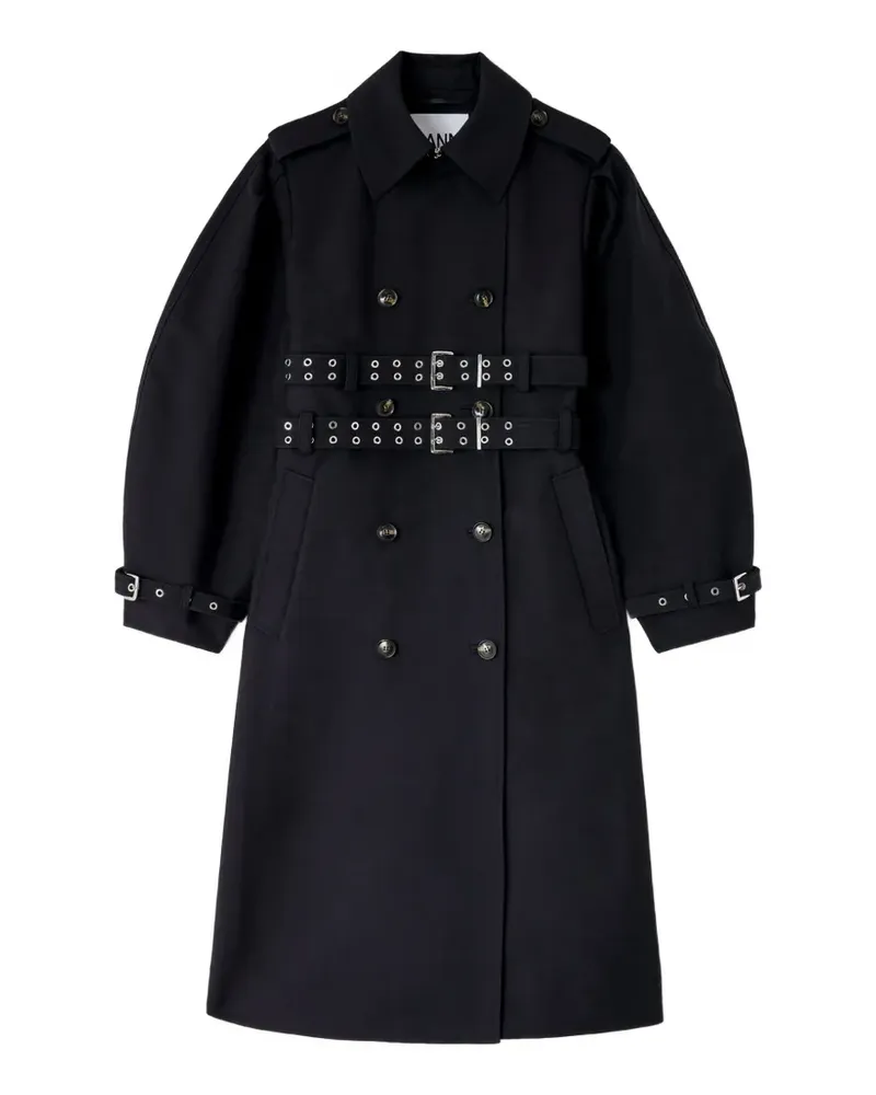 Ganni Trenchcoat mit doppeltem Gürtel - Schwarz Schwarz