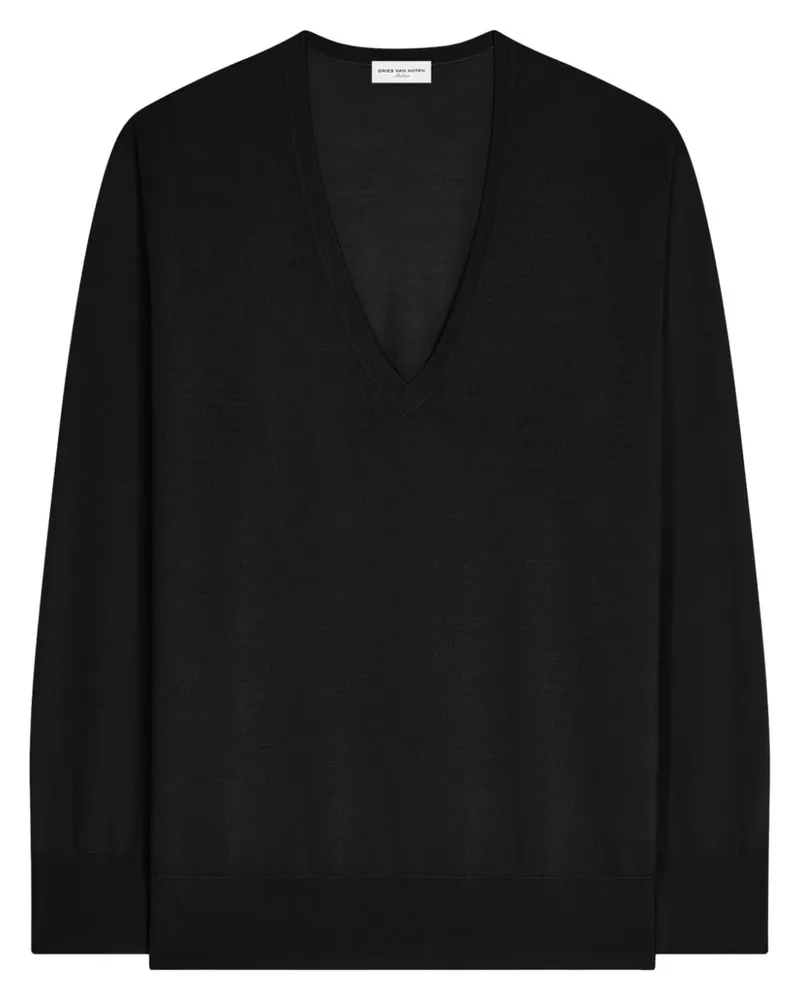 Dries van Noten Klassischer Merinopullover - Schwarz Schwarz