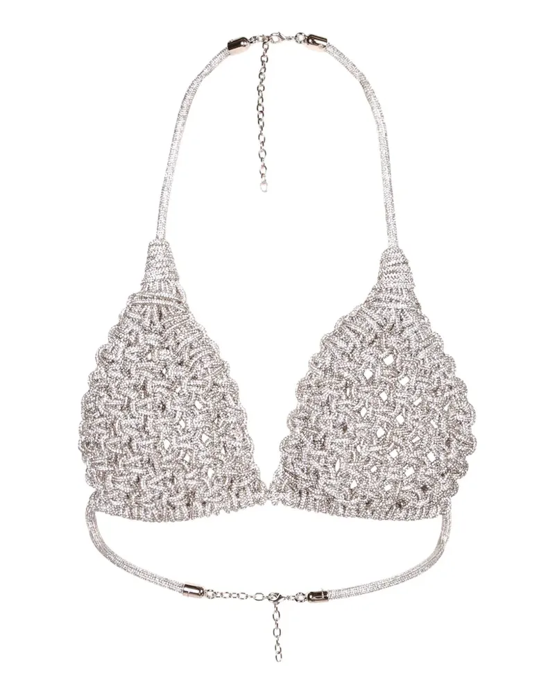 HIBOURAMA Diamond crystal-embellished woven bra - Silber Silber