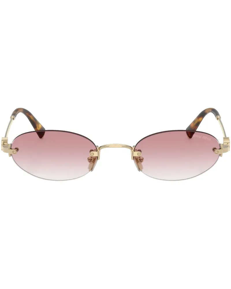 Miu Miu Sonnenbrille mit ovalem Gestell - Gold Gold