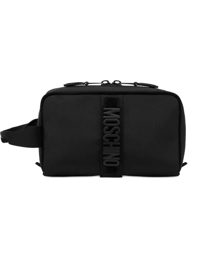Moschino Tasche aus Leder mit Logo-Schild - Schwarz Schwarz