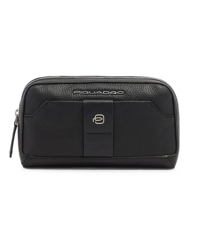 Piquadro Strukturierte Monaco Clutch mit Logo-Schild - Schwarz Schwarz