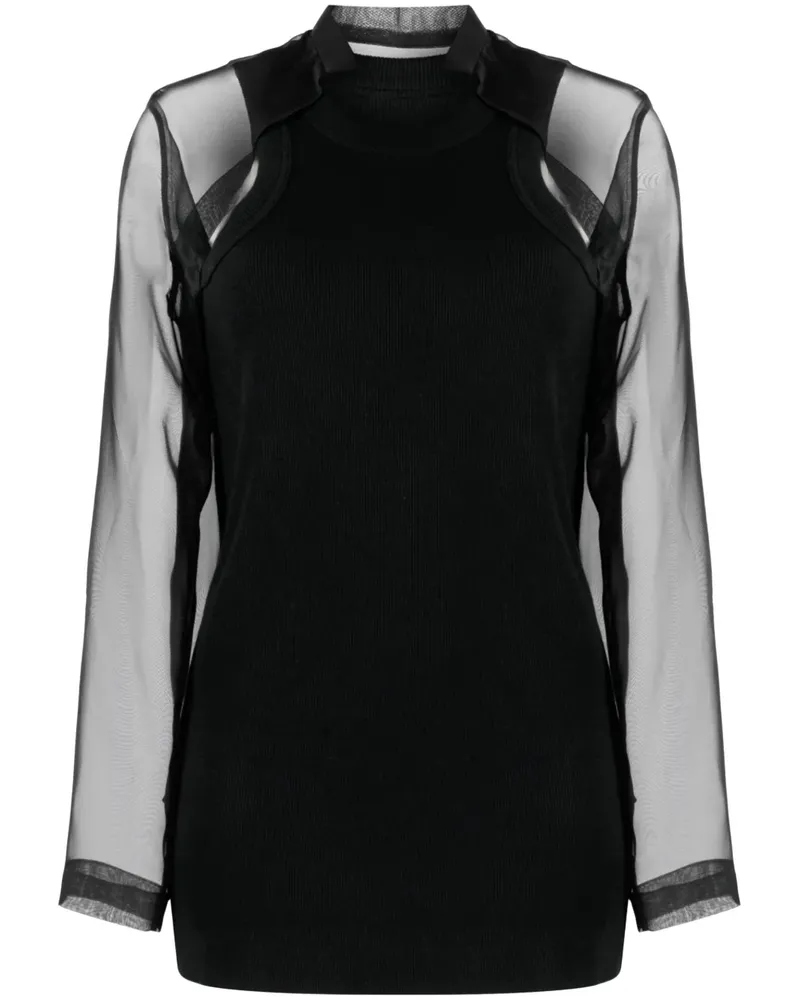 Sacai Top im Layering-Look - Schwarz Schwarz