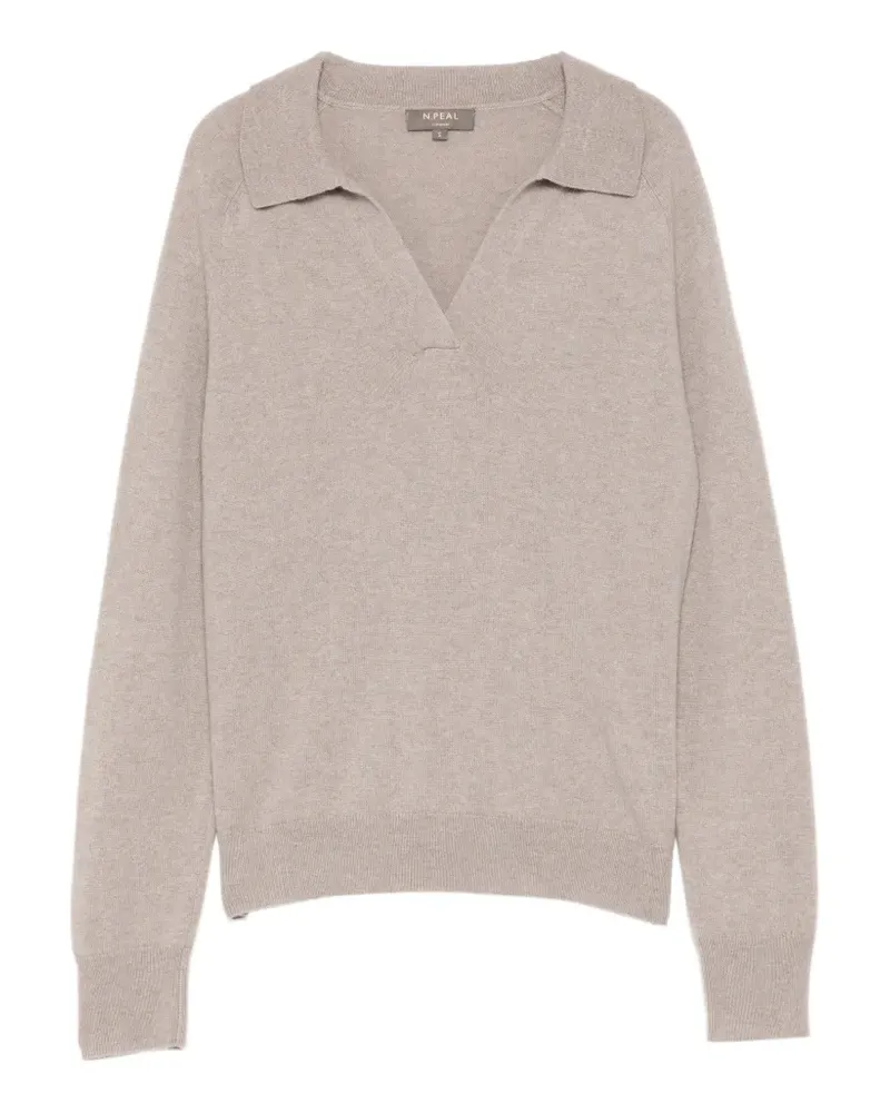 N.Peal Oberteil mit V-Ausschnitt - Nude Nude